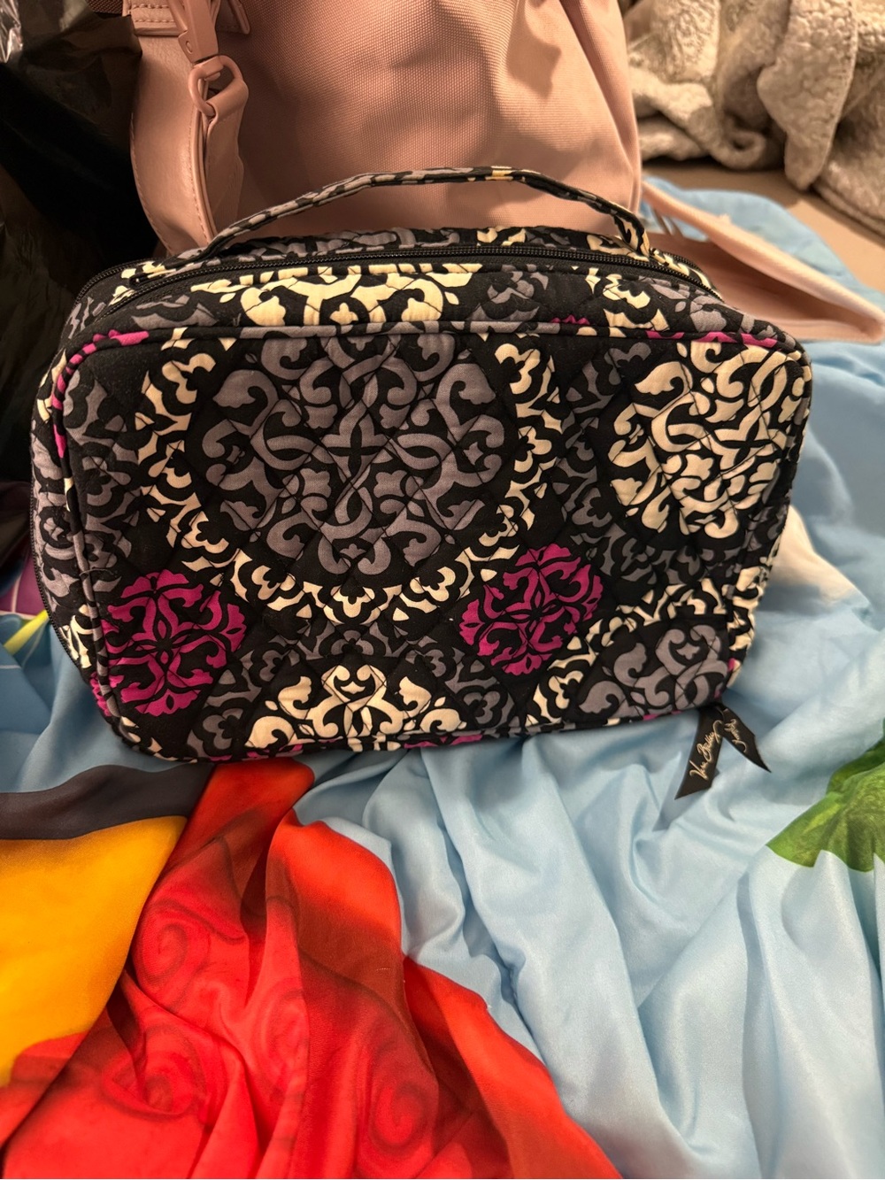 Vera Bradley Black & Pink Quilted Cosmetic Case